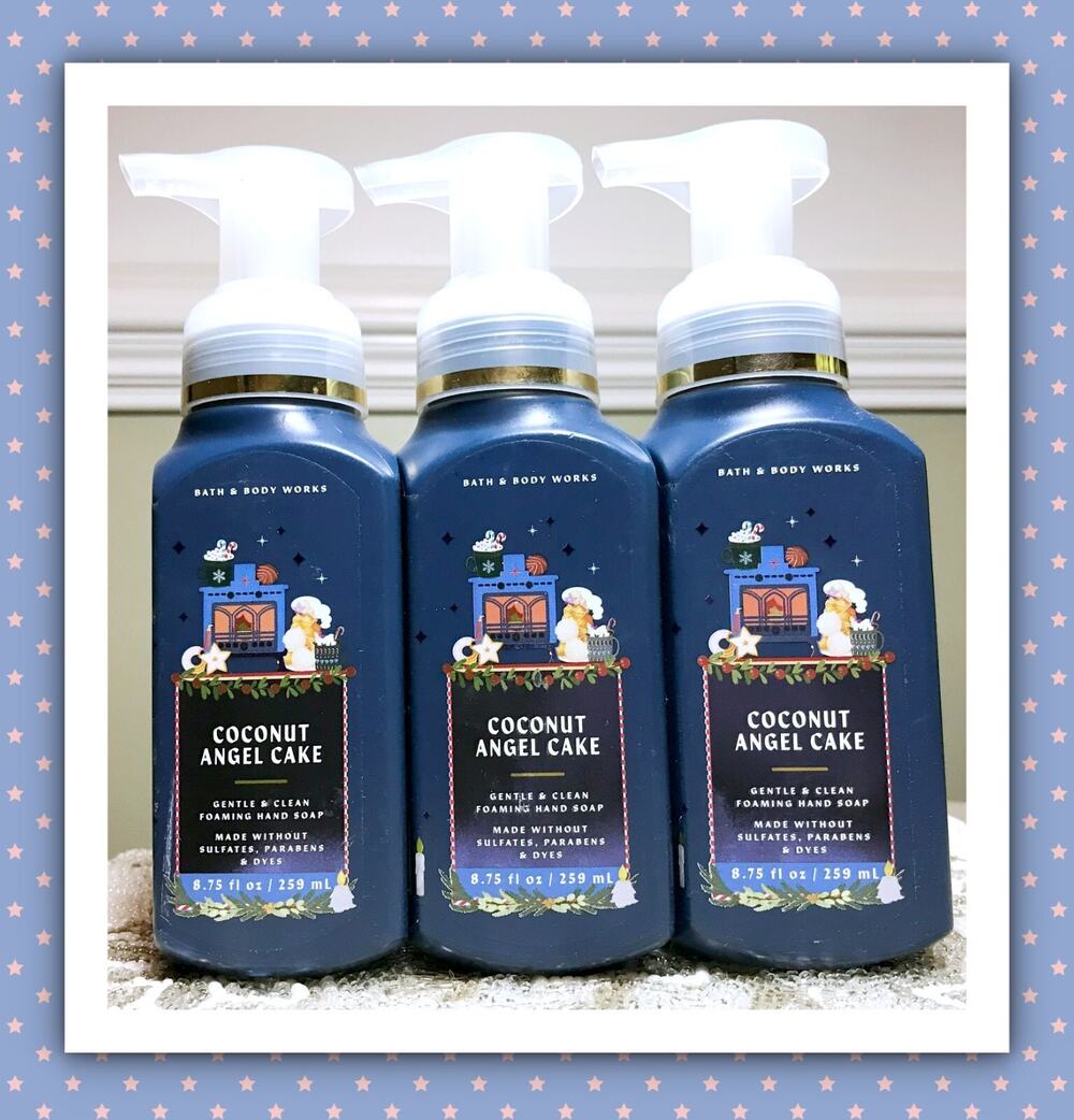 Bath & Body Works COCONUT ANGEL CAKE 8.75oz Gentle Clean Foaming Hand Soap (x3)